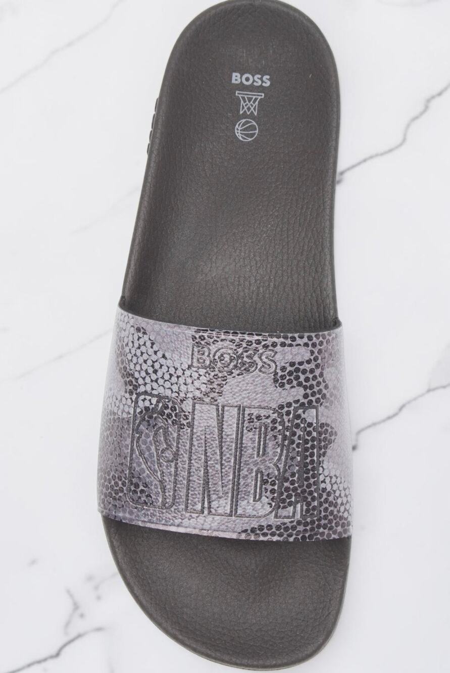 BOSS Men’s Logo Slide Sandals Gray NBA Size 10